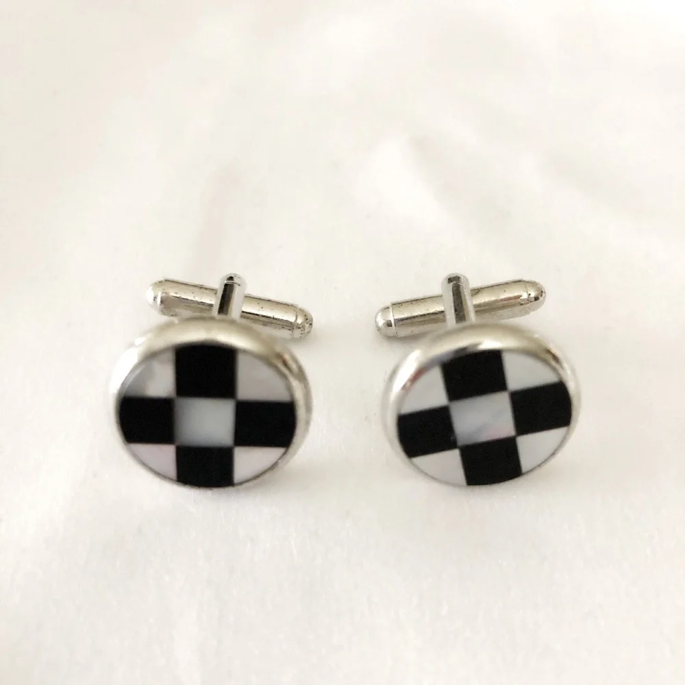 Black Onyx Mother of Pearl Stainless Cufflinks NWOT